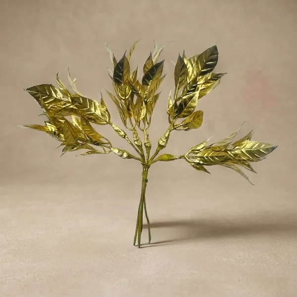 Plastic_Metallic_Golden_Leaf_Bunch