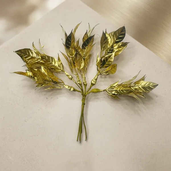 Plastic_Metallic_Golden_Leaf_Bunch