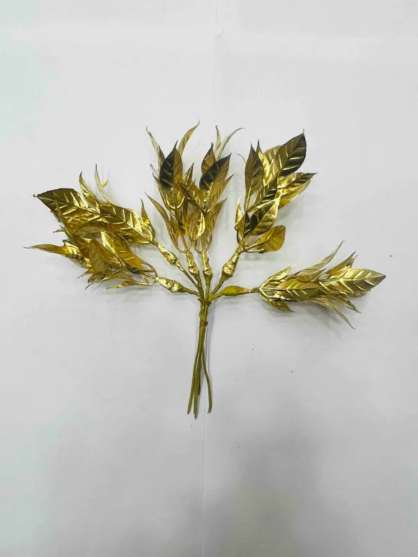 Plastic_Metallic_Golden_Leaf_Bunch