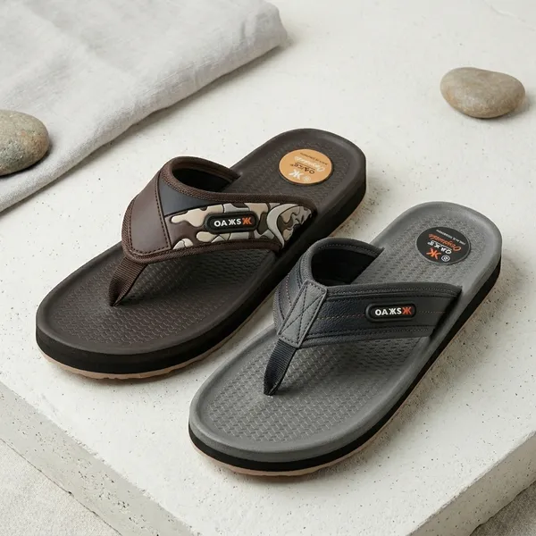 OAKKS_Comfort_Flip_Flops__Brown_And_Grey_Duo_for_Men