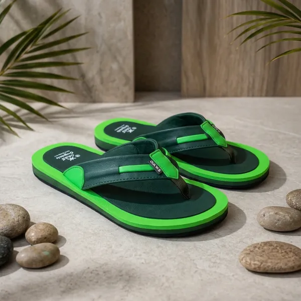 Green_And_Black_Dual_Tone_Flip_Flops_for_Men