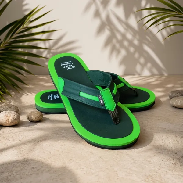 Green_And_Black_Dual_Tone_Flip_Flops_for_Men