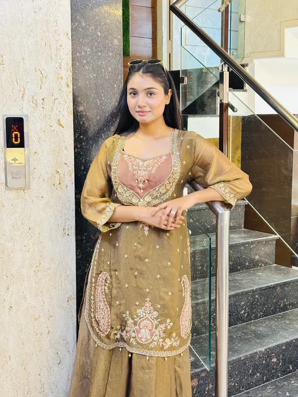 Elegant_Olive_Brown_Embroidered_Sharara_Set