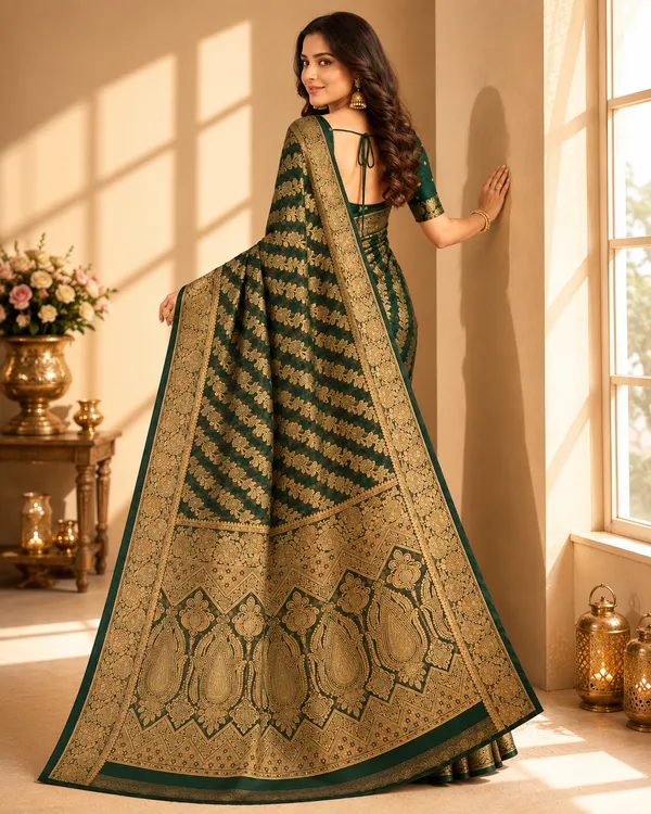 Premium_Green_Organza_Party_Wear_Saree
