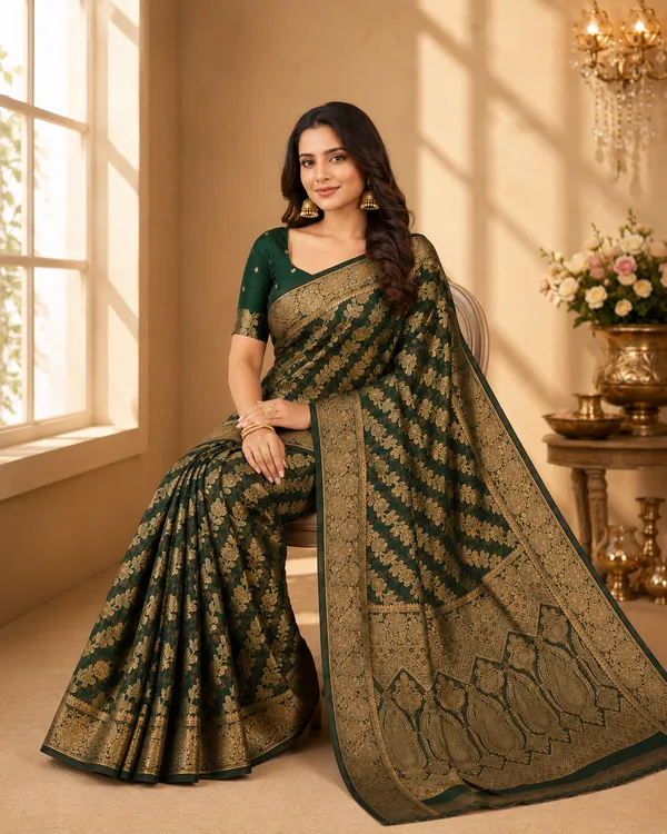Premium_Green_Organza_Party_Wear_Saree
