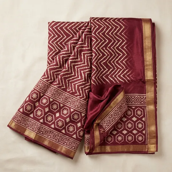 Trendy_Gajari_Pink_Zigzag_Maroon_Saree_Crafted_In_Soft_And_Flowy_Leena_Chiffon_Fabric