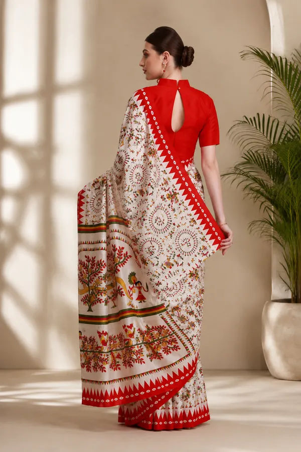 Off_White_Warli_Print_Red_Border_Saree_For_Women