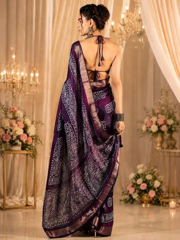 Royal_Purple_Batik_Silk_Saree_with_Zari_Border