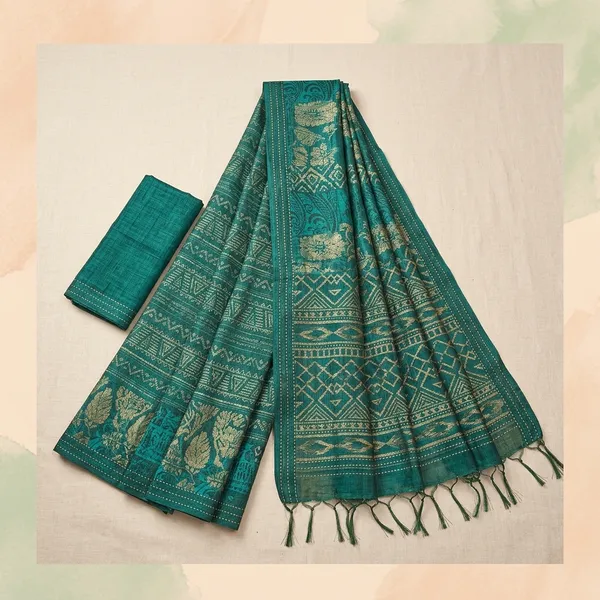 Elegant_Rama_Green_Linen_Silk_Saree_With_Prints