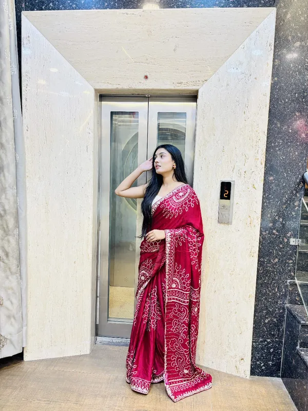 Wine_Red_Dola_Crap_Saree_with_Beautiful_Gota_Patti_Work