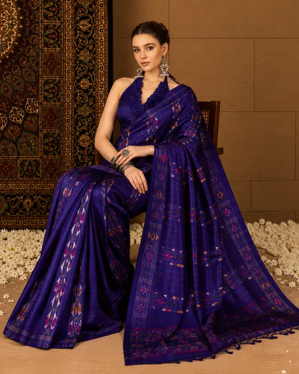 Royal_Blue_Elegance_With_Patola_Prints_Saree