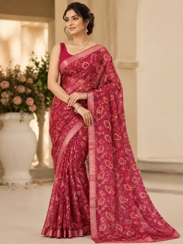 Elegant_Rose_Pink_Leena_Chiffon_Saree