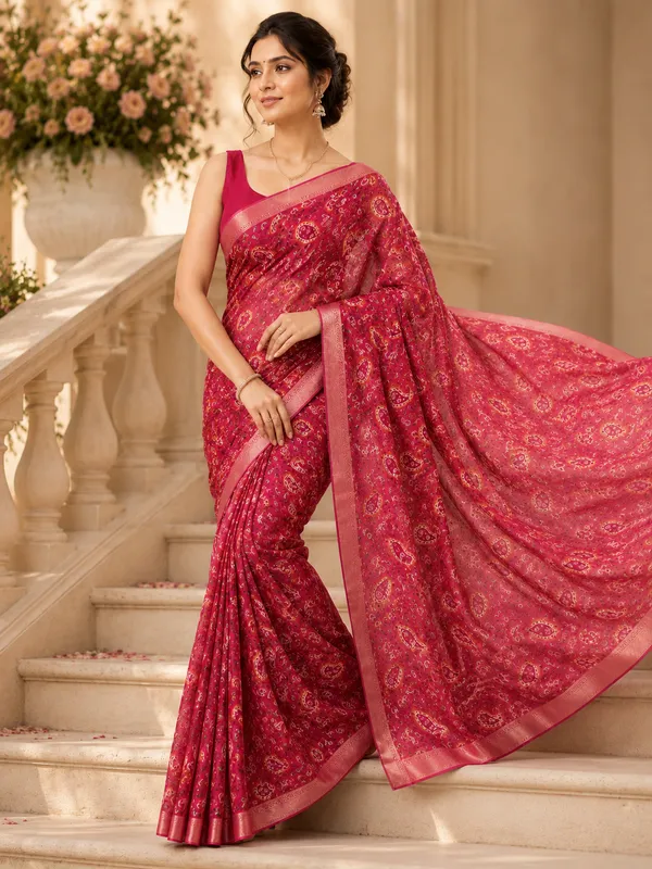 Elegant_Rose_Pink_Leena_Chiffon_Saree