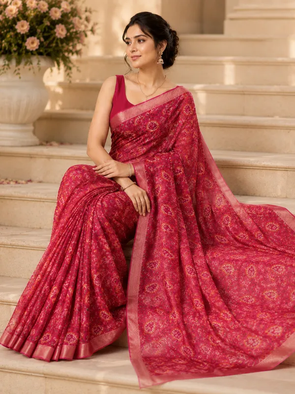 Elegant_Rose_Pink_Leena_Chiffon_Saree