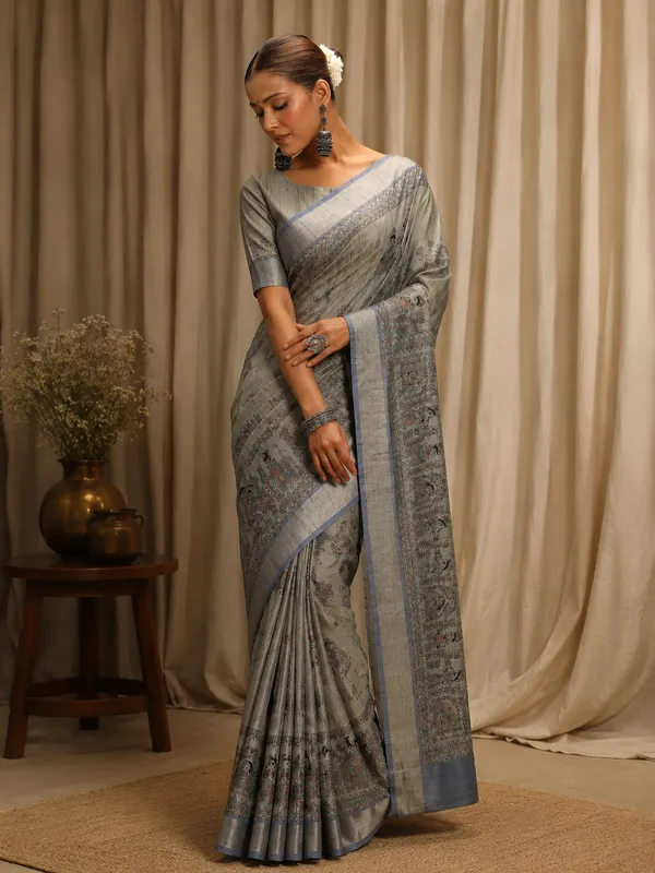Classic_Grey_Kalamkari_Elegance_Saree