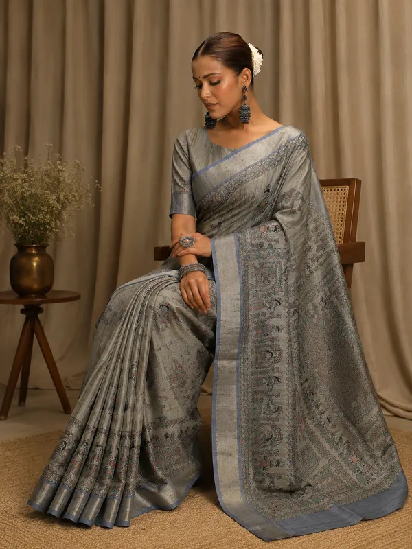 Classic_Grey_Kalamkari_Elegance_Saree