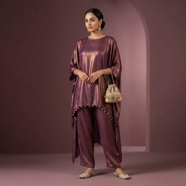 wine_satin_silk_Kaftan_Suit_Set_for_Women