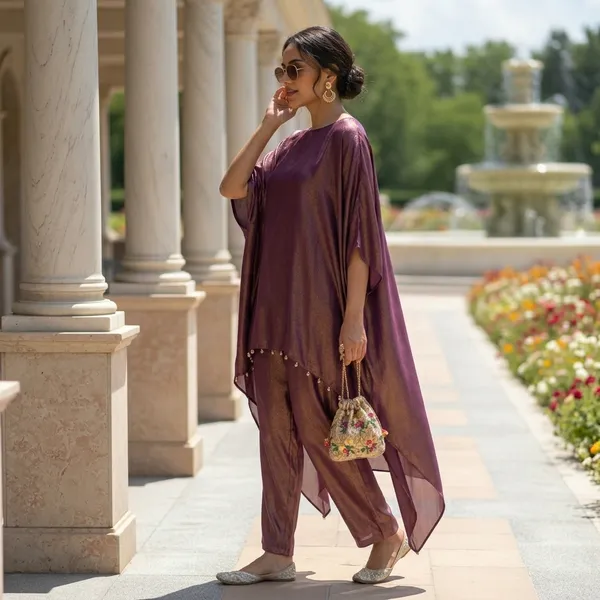 wine_satin_silk_Kaftan_Suit_Set_for_Women