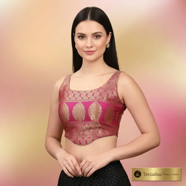 Pink_Brocade_Embellished_Sleeveless_Blouse_for_Women