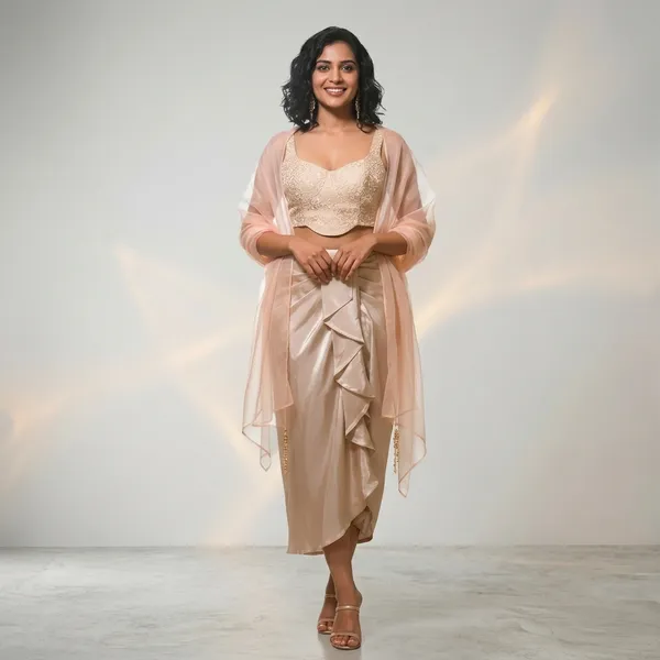 Beige_Embellished_coset_Top_with_Draped_Skirt_&_tissue_cape_Set_for_Women