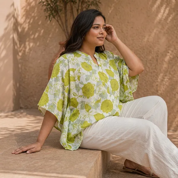 Green_Floral_Print_Oversized_Top_for_Women