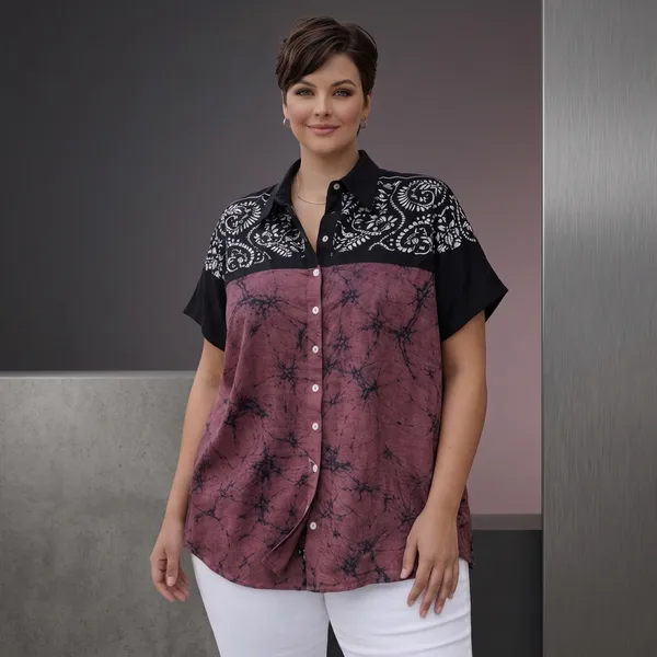 Black_And_Mauve_Printed_Oversized_Shirt_For_Women