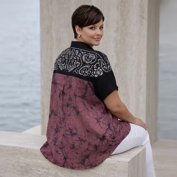 Black_And_Mauve_Printed_Oversized_Shirt_For_Women