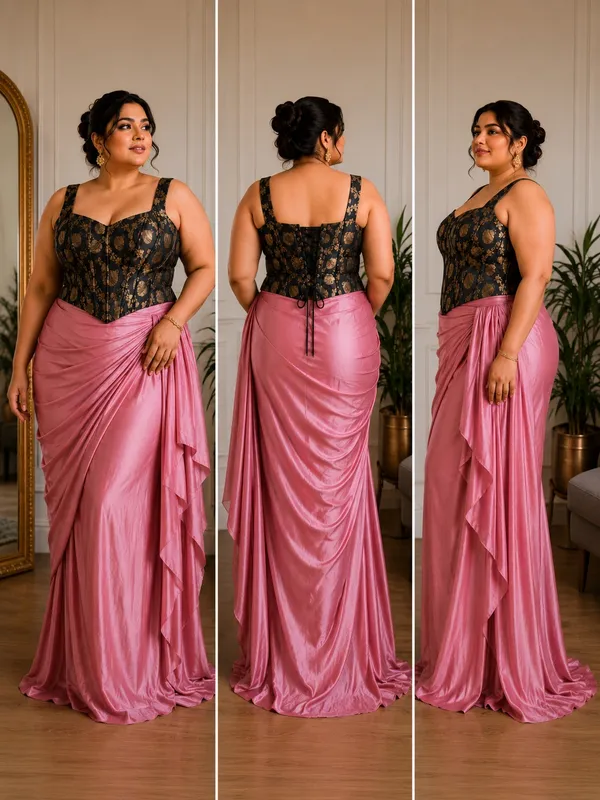 Plus_Size_Black_Brocade_Corset_Blouse_with_Boning