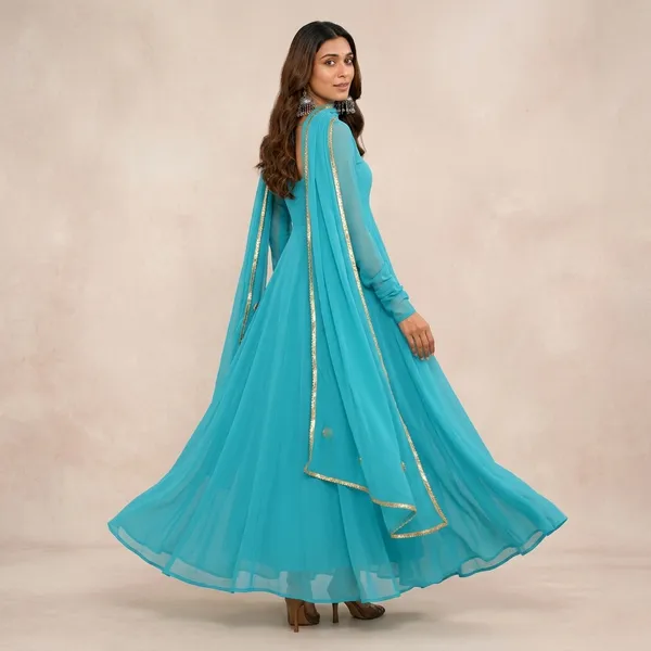 Turquoise_Georgette_Anarkali_Suit_Set_for_Women