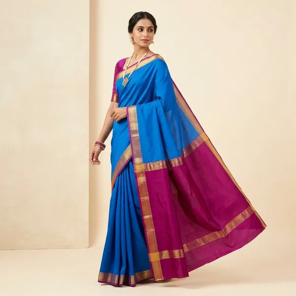 Wine_with_Royal_blue_Mysore_crape_Silk_Saree_with_Golden_Border