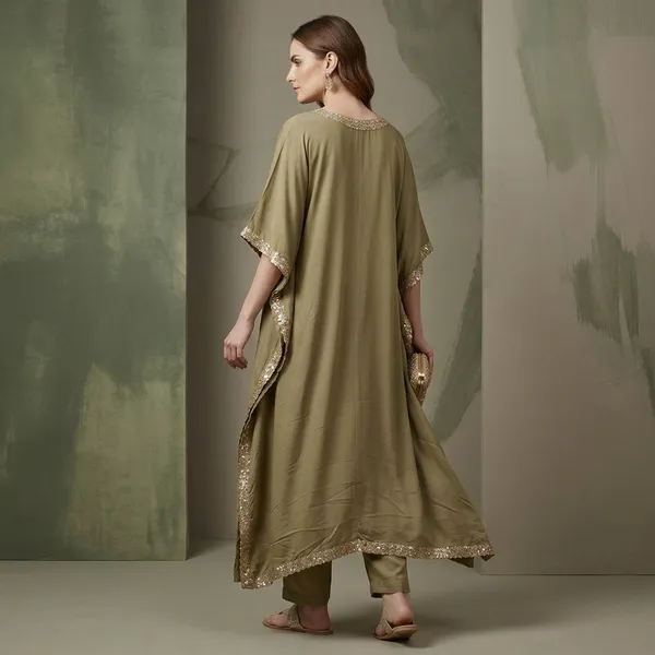 Olive_Green_Embellished__Kaftan_Kurta_Set_for_Women