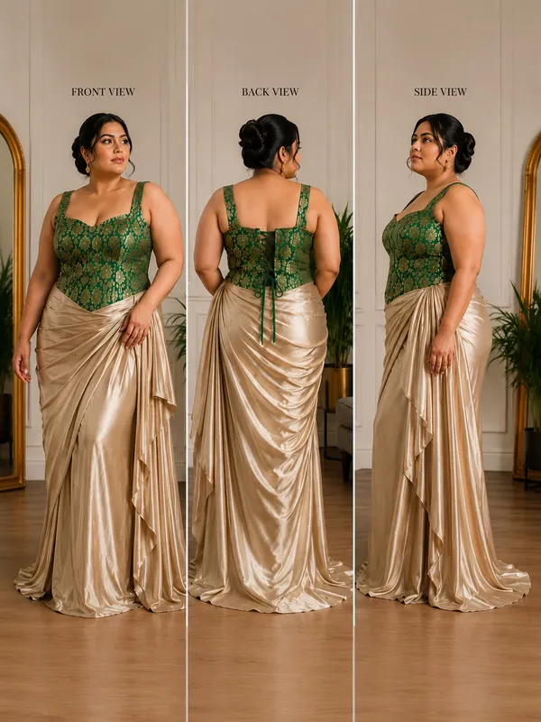 Plus_Size_Green_Brocade_Corset_Blouse_with_Boning