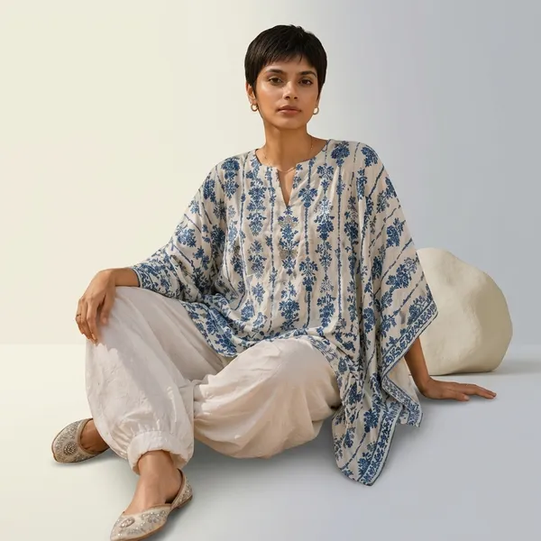 Blue_Floral_Print_Cotton_Kurta_Set_for_Women