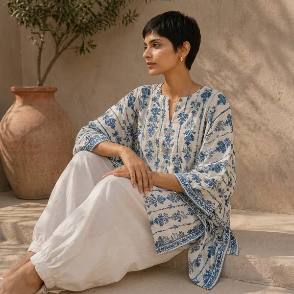 Blue_Floral_Print_Cotton_Kurta_Set_for_Women
