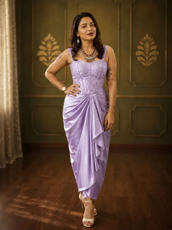 Lavender_Satin_Draped_Skirt_with_Lavender_Brocade_Corset_Crop_Top_Set