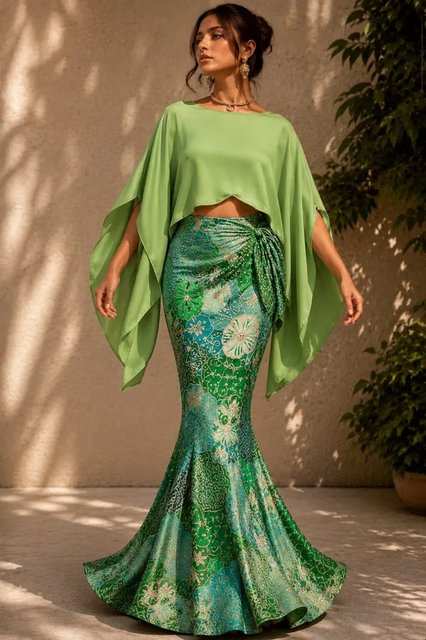 Meadow_Mist_Printed_Mermaid_Skirt_with_Cape_Top_Set