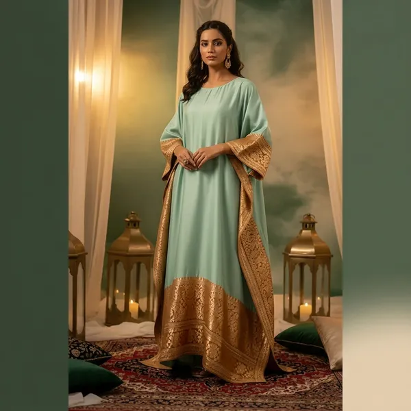 Mint_Green_Silk_Blend_Kurta_Set_with_Golden_Border