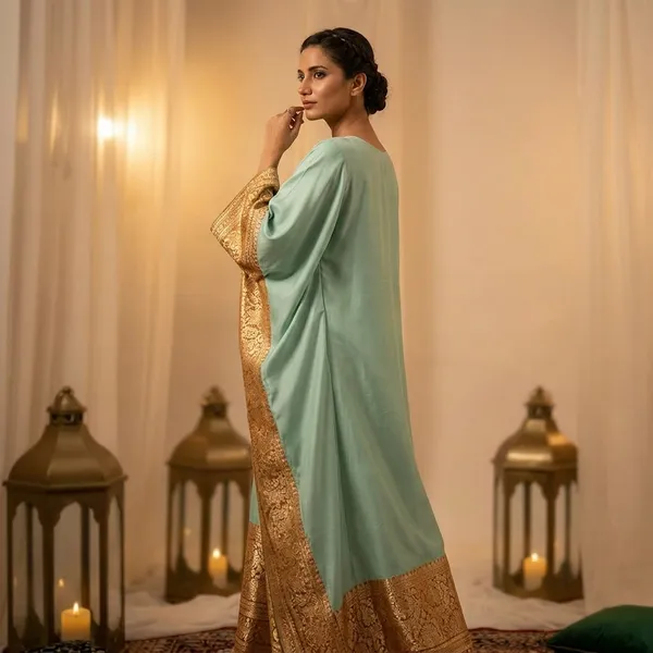 Mint_Green_Silk_Blend_Kurta_Set_with_Golden_Border