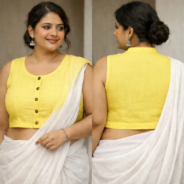 Yellow_Sleeveless_linen_Cotton_Blouse