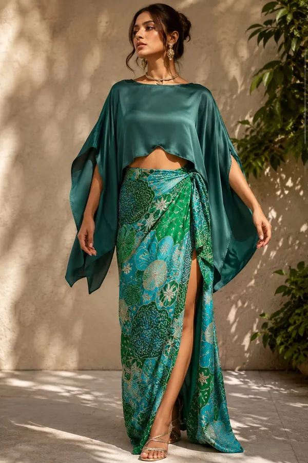 Ocean_Bloom_Embellished__embroided_Wrap_Skirt_with_Satin_Kaftan_Top_Set