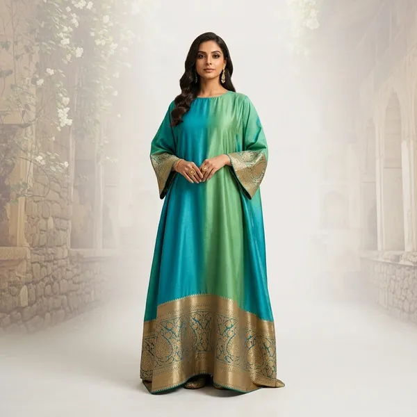 Turquoise_Silk_Blend_Anarkali_Kurta_for_Women