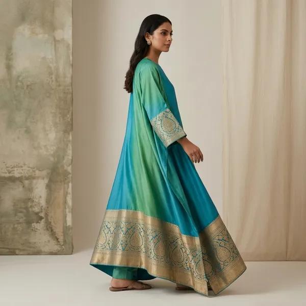Turquoise_Silk_Blend_Anarkali_Kurta_for_Women