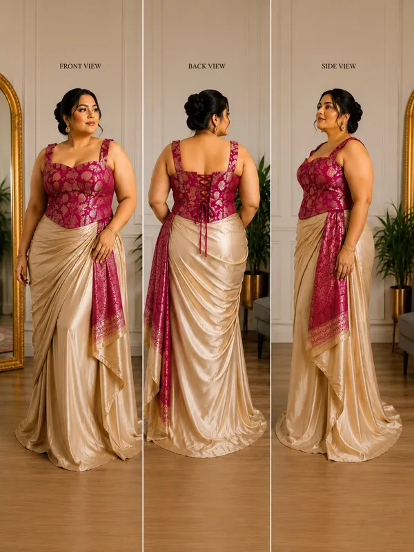 Plus_Size_Magenta_Brocade_Corset_Blouse_with_Boning