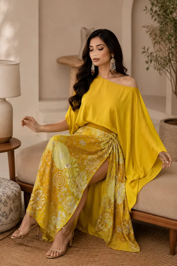 Yellow_Embellished__embroided_Wrap_Skirt_with_Satin_Kaftan_Top_Set
