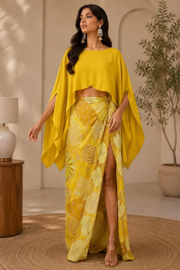 Yellow_Embellished__embroided_Wrap_Skirt_with_Satin_Kaftan_Top_Set