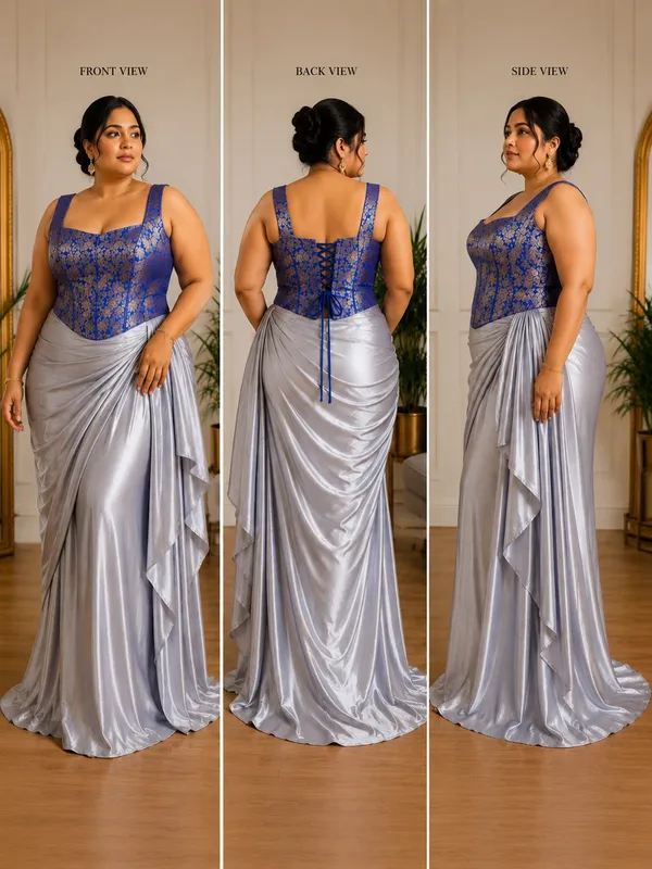 Plus_Size_Royal_Blue_Brocade_Corset_Blouse_with_Boning
