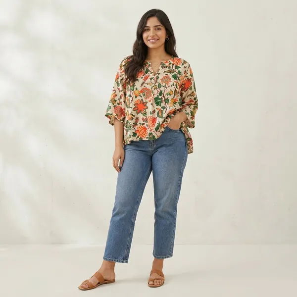 Cream_Floral_Print_Kimono_Style_Top_for_Women