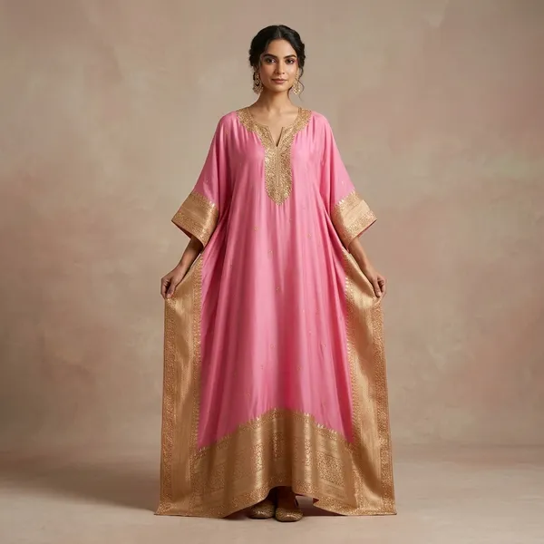Pink_Silk_Embroidered_zari_Kaftan_Dress_for_Women
