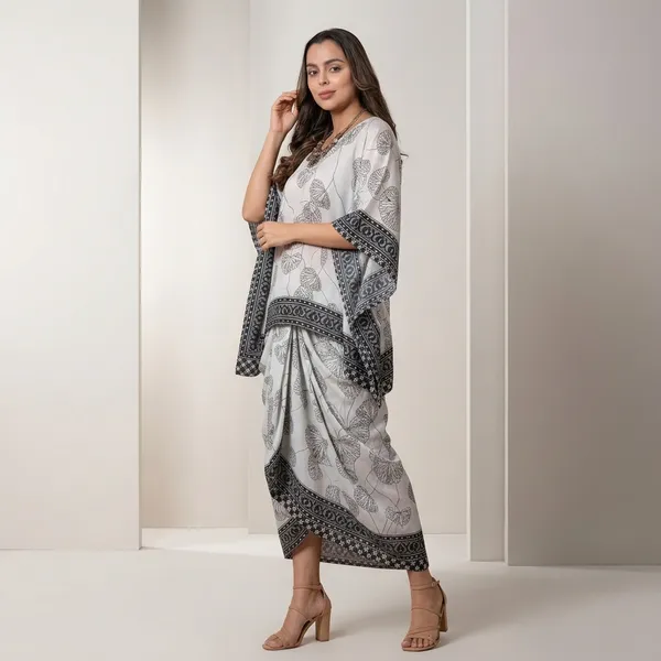 White_Butterfly_Print_Kaftan_Dress_for_Women