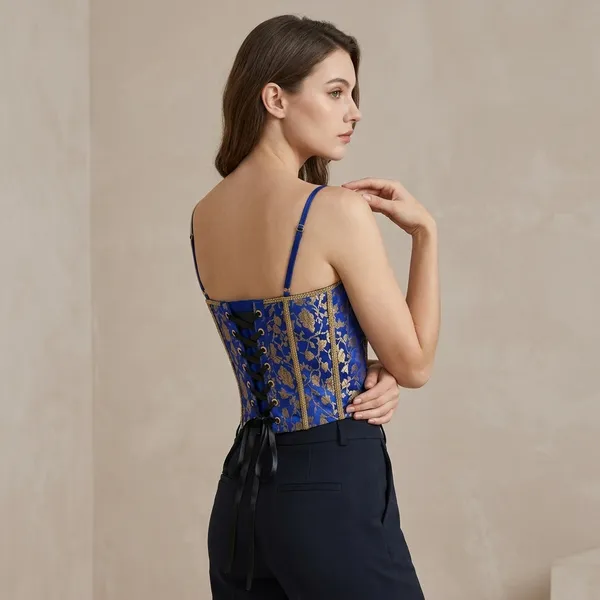 Embroidered_Brocade_Bustier_piped_Corset_Top_with_Lace-Up_Back